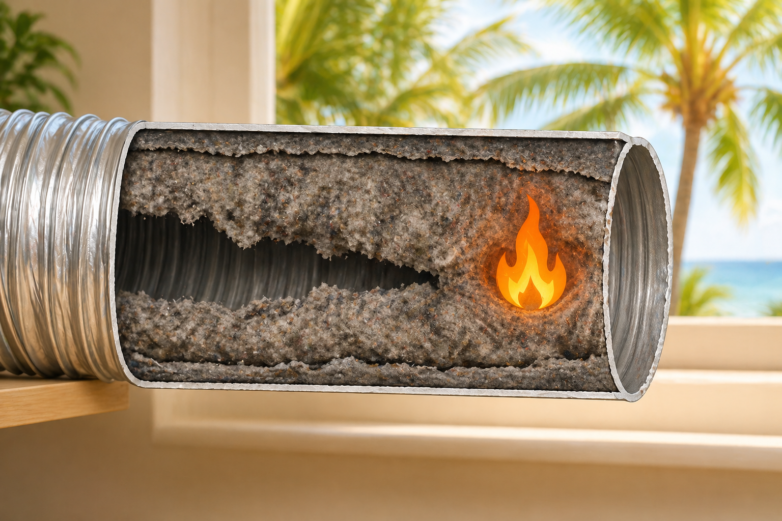 Clogged duct hazard with fire risk