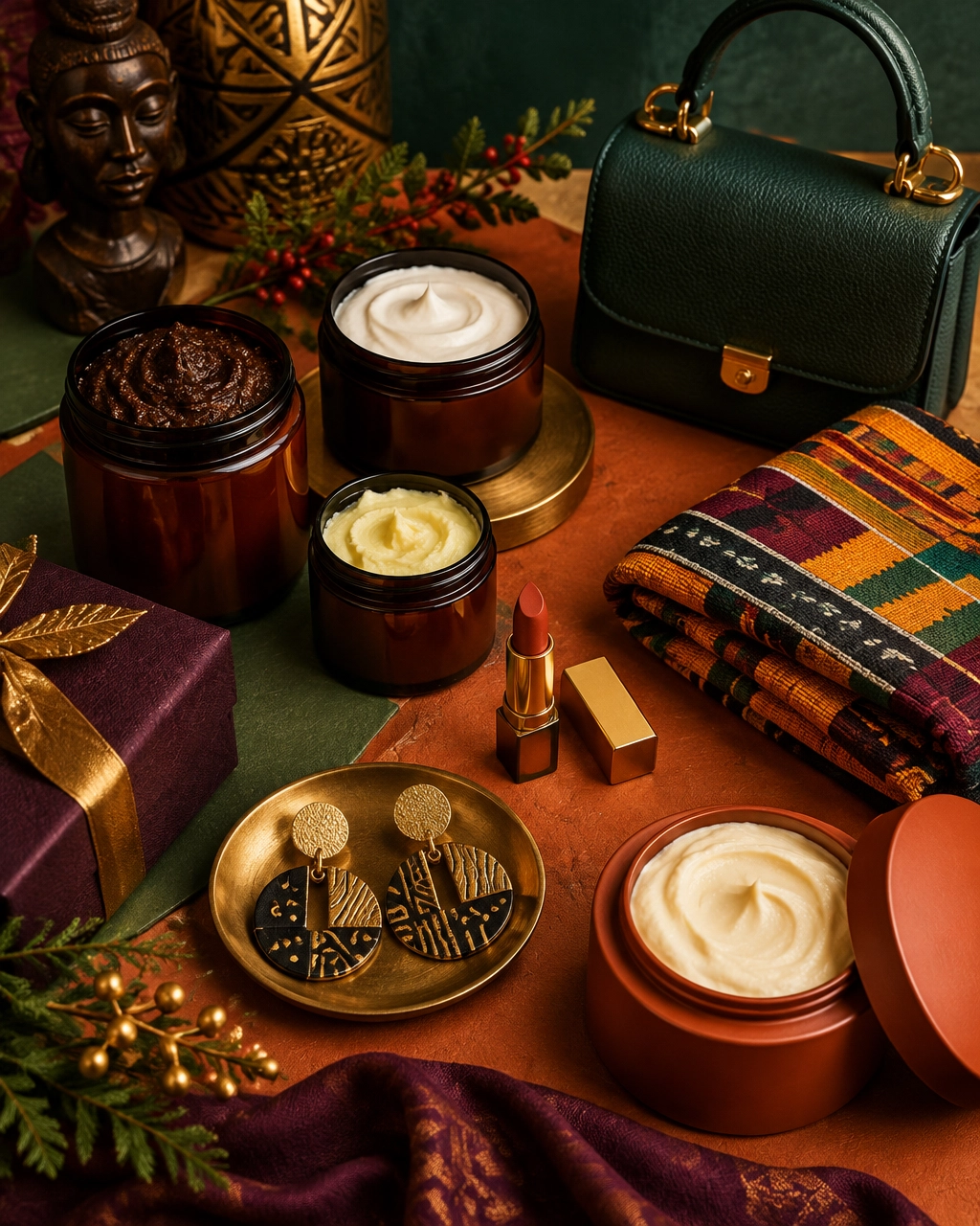 beauty and fashion gifts flat lay