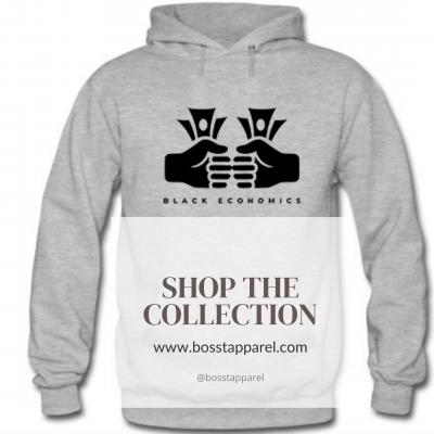 This collection features designs unifying Afro-descendant/Black economics, wealth-building, and financial health. Included in the collection are short-sleeve t-shirts and pull-over, drawstring hoodies.