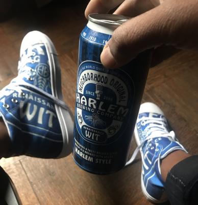 Harlem Brew high tops and 16oz cans
