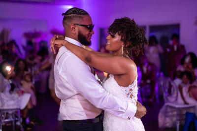 Latangula and Cardell share their first dance together during their New Orleans wedding reception.