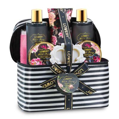 Home Spa Gift Basket, Bath &amp; Body Set - Fresh Peony in Bag _ Vees Boutique