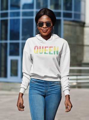 1000008503 QUEEN Word Cluster Hoodie - Support Black Owned
