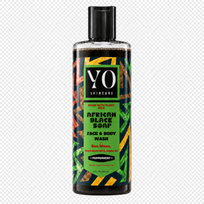 YO SKINCARE African Black Soap Face & Body Wash - Peppermint