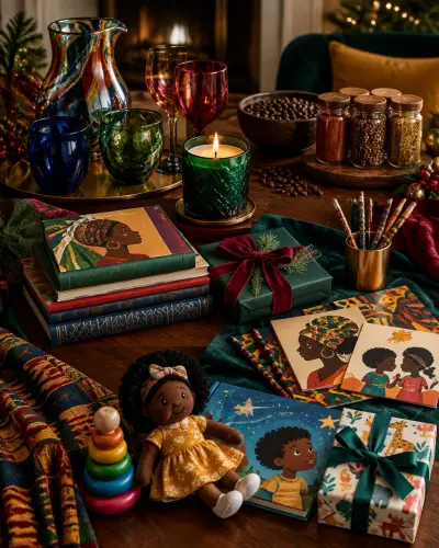 glassware, candle, coffee, spices flat lay